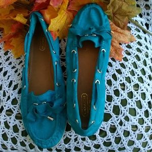 COACH CARISA TOURMALINE SIGNATURE FABRIC BOAT SHOE